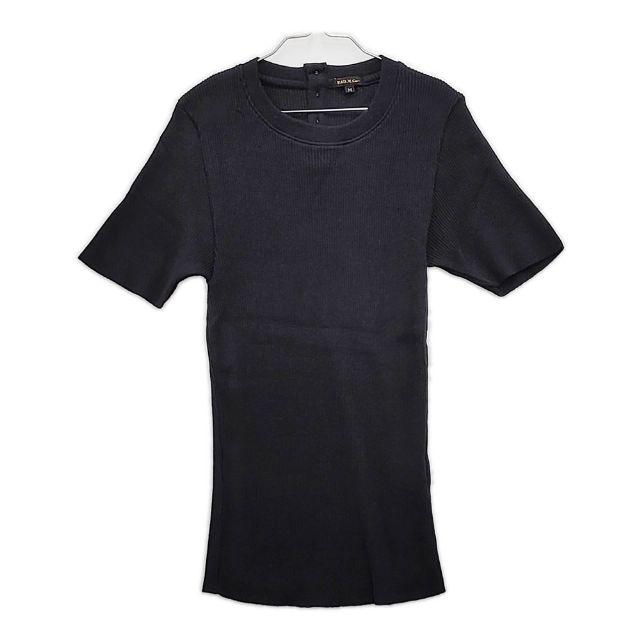 R&D.M.Co- リブ ニットソー ハーフスリーブ Tシャツ  定価21560円 No.6060 ニット ブラック レディース オールドマンズテーラー【中古】5-0521S∞