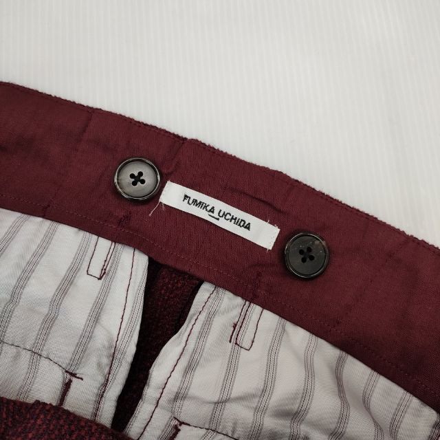 fumika uchida MOLE DOBBY BELTED SLACKS 　FU-K-PT004 パンツ ワインレッド レディース フミカウチダ【中古】5-0820G∞_2