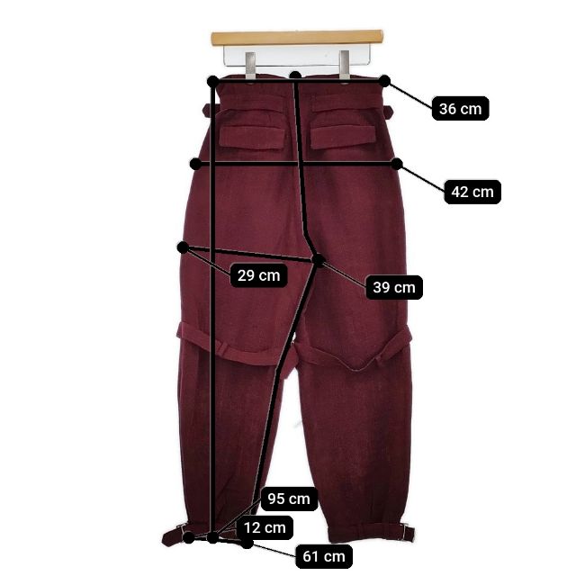 fumika uchida MOLE DOBBY BELTED SLACKS 　FU-K-PT004 パンツ ワインレッド レディース フミカウチダ【中古】5-0820G∞_7