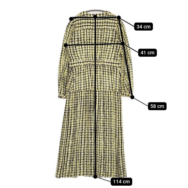 Diagram GRACE CONTINENTAL ツイードプリントワンピース プリーツドレス ワンピース イエロー レディース ダイアグラム グレースコンチネンタル【中古】5-1006M∞
