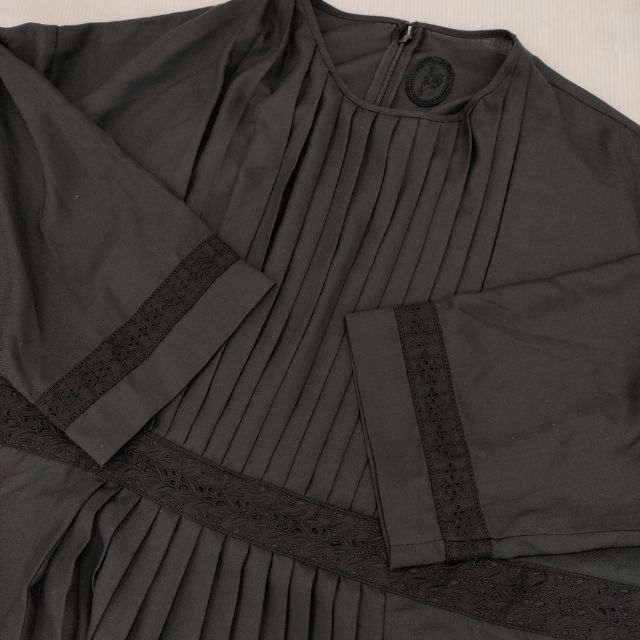 雨のリュウグウ portom22056 雨月 プリーツワンピース ポリエステルドレス ワンピース ブラック レディース 雨のリュウグウ【中古】5-1109M∞