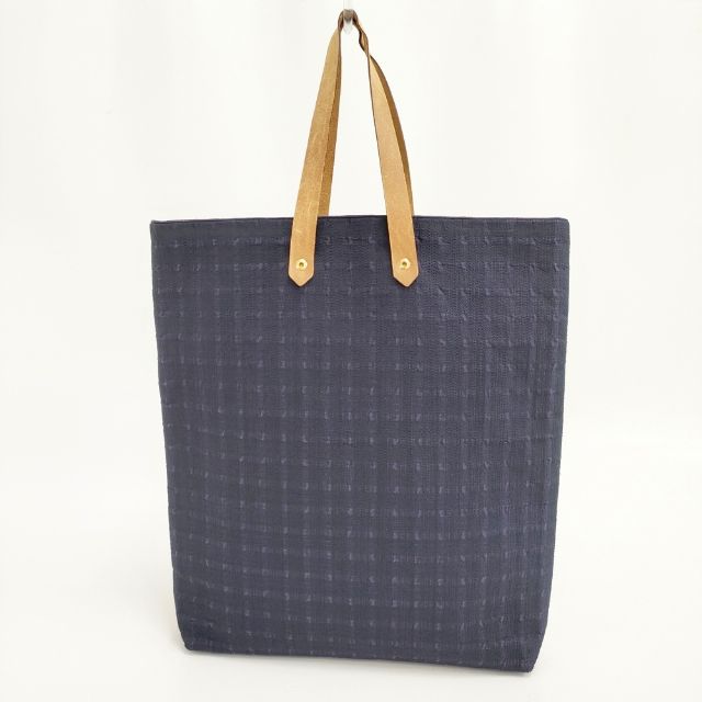 HERMES アメダバGM  コットン インド製 レザーハンドル  トートバッグ パープル レディース エルメス【中古】5-1006G∞