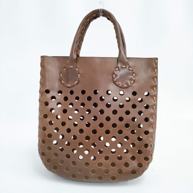 HENRY CUIR 革 レザー パンチング トートバッグ ブラウン レディース アンリークイール【中古】6-0201G∞ 26,384円