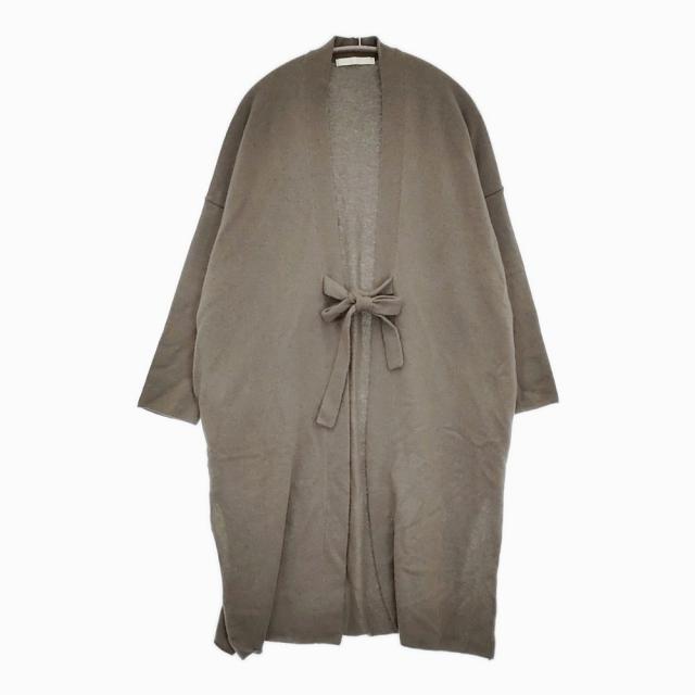 evam eva cashmere robe 定価71500円 E243K130 サイズM カシミヤローブ カーディガン 24AW グレージュ レディース エヴァムエヴァ【中古】5-1222T♪