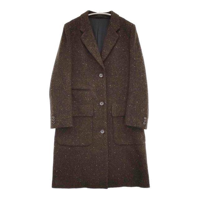 MARGARET HOWELL HERRINGBONE WOOL COAT ヘリンボーンウール チェスターコート ブラウン レディース マーガレットハウエル【中古】5-1222T♪