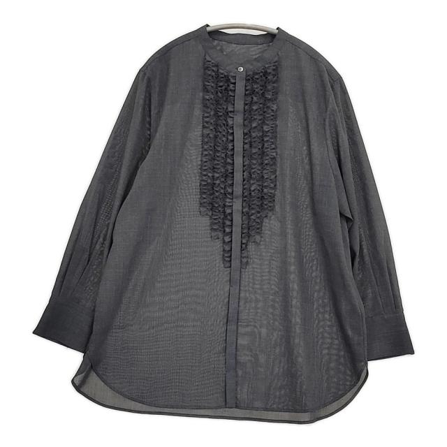 23区 TWボイル フリルディテールブラウス 定価25960円 BLWWGW0416 シアー ブラウス シャツ 25AW チャコールグレー レディース 23区【中古】5-1222M♪ 23区 TWボイル フリルディテールブラウス 定価25960円 BLWWGW0416