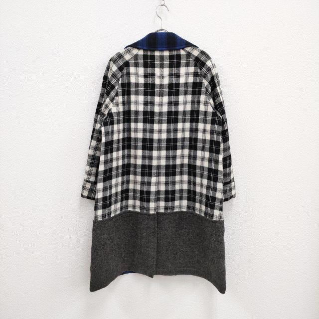 tao COMME des GARCONS リバーシブル ローズ チェック切替 コート 22AW ブルー×ベージュ タオ コムデギャルソン【中古】3-0118T♪_1