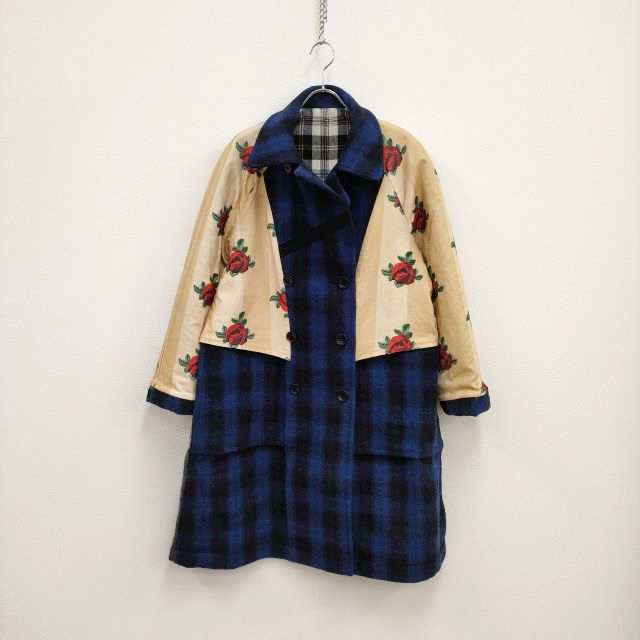 tao COMME des GARCONS リバーシブル ローズ チェック切替 定価165000円 コート 22AW ブルー×ベージュ タオ  コムデギャルソン【中古】3-0118T♪の通販はau PAY マーケット - geejee | au PAY マーケット－通販サイト