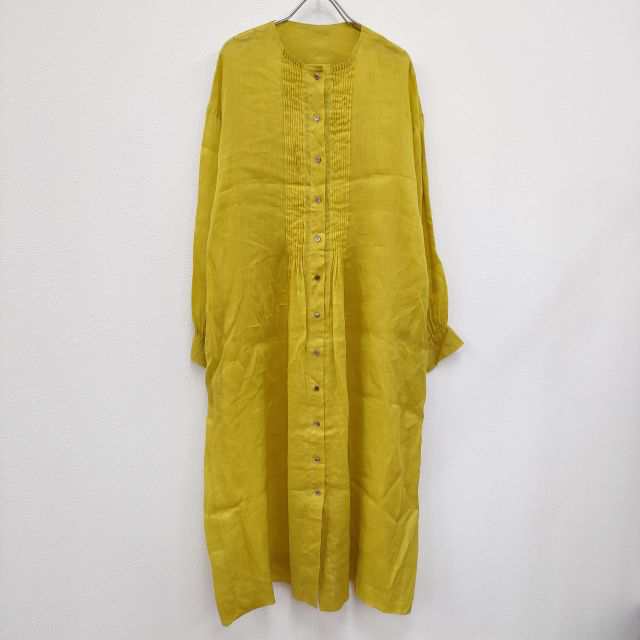 ARTS&SCIENCE 未使用品 22SS pin tuck shirts dress ピンタックシャツドレス 0221-L5164-1044 サイズ1 ワンピース イエロー レディース