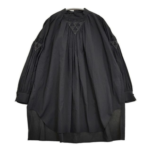 the last flower 単調な空間 Hand smocking bloues 定価53900円 ブラウス シャツ 25AW ブラック レディース ザラストフラワー【中古】5-1014M♪