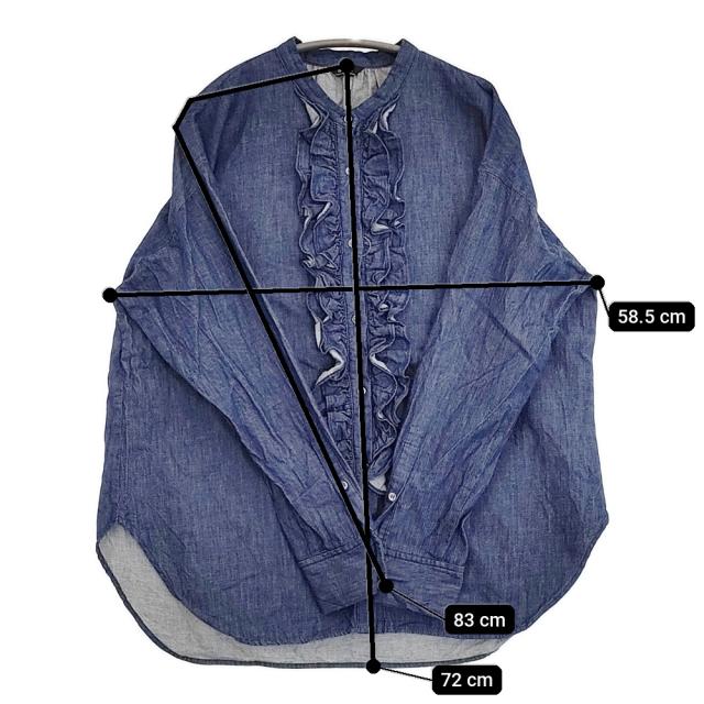 JOURNAL STANDARD L’essage 《SP》フリルデニムシャツ 定価26400円 ブラウス 25AW ブルー レディース ジャーナルスタンダードレサージュ【中古】5-1022M♪