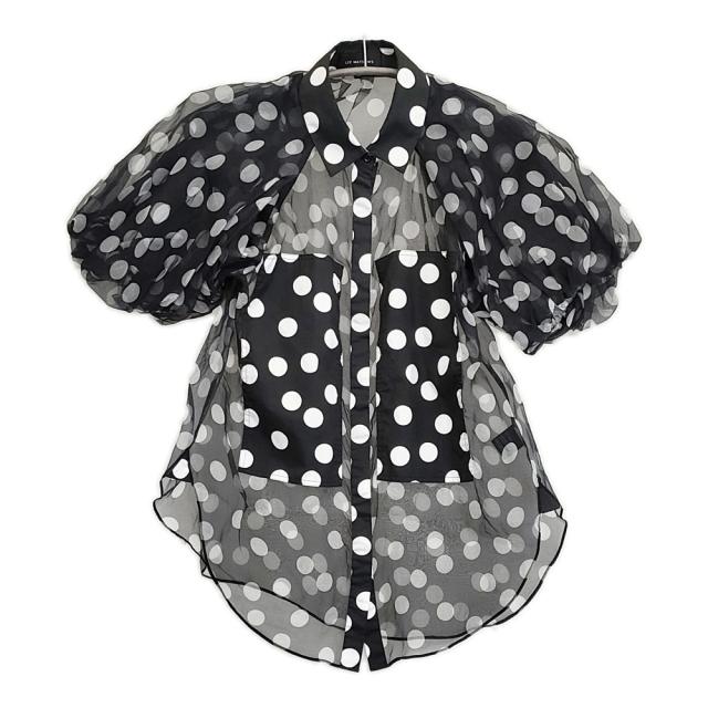 LEE MATHEWS シルク シアードットシャツ 滝沢眞規子愛用 サイズ00 ブラウス シャツ ブラック ホワイト レディース リーマシュー【中古】5-1022S♪