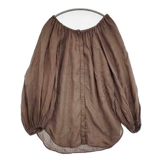Deuxieme Classe Romanticブラウス スモック 定価28600円 リネン ギャザー シャツ ブラウン レディース ドゥーズィエムクラス【中古】5-1022M♪
