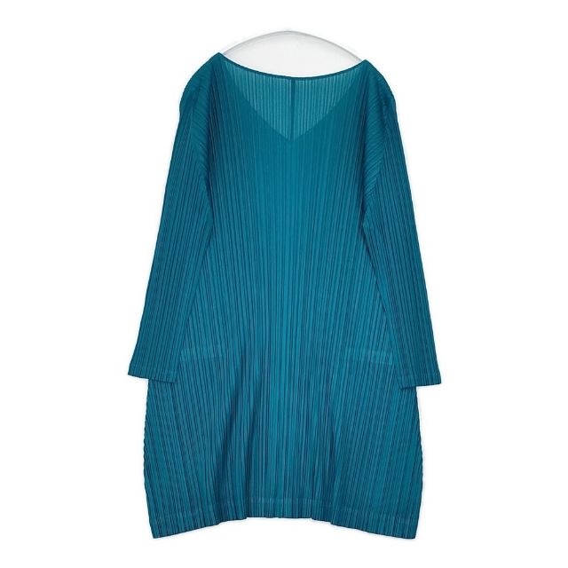PLEATS PLEASE ISSEY MIYAKE プリーツ Vネックワンピース サイズ3 チュニック ターコイズブルー レディース プリーツプリーズ【中古】6-0111M∞_1