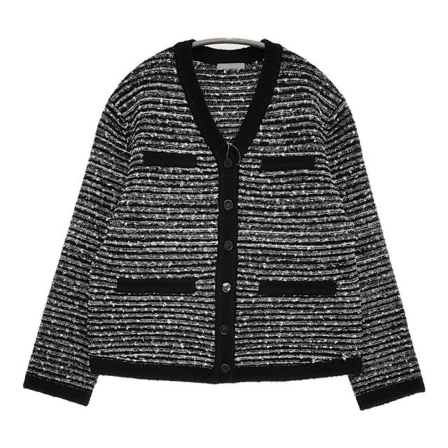 theory luxe CANBERRA AELLA 2 Vネックニットカーディガン 38 定価42900円 24AW ブラック ホワイト レディース セオリーリュクス【中古】6-0304T♪