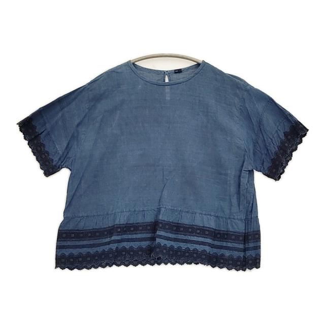 45R/45rpm 藍インドカディdeカットワークTシャツ 定価48400円 ブラウス シャツ ネイビー レディース フォーティーファイブアールピーエム【中古】6-0712S♪ 11,068円
