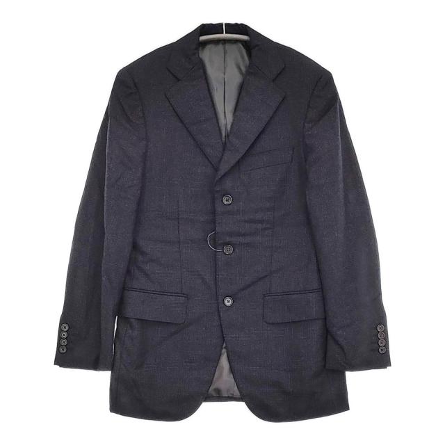 BEAMS F 3B テーラードジャケット パンツ グレンチェック ウール スーツ セットアップ ネイビー メンズ ビームスエフ【中古】6-0126T♪