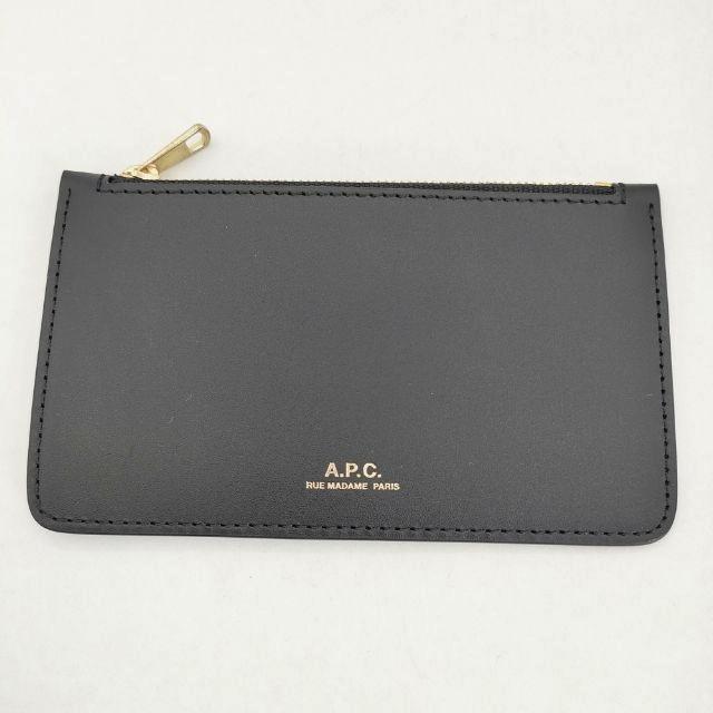 A.P.C. カードケース型 ウォレット レザー 財布 ブラック ユニセックス アーペーセー【中古】6-0530G∞