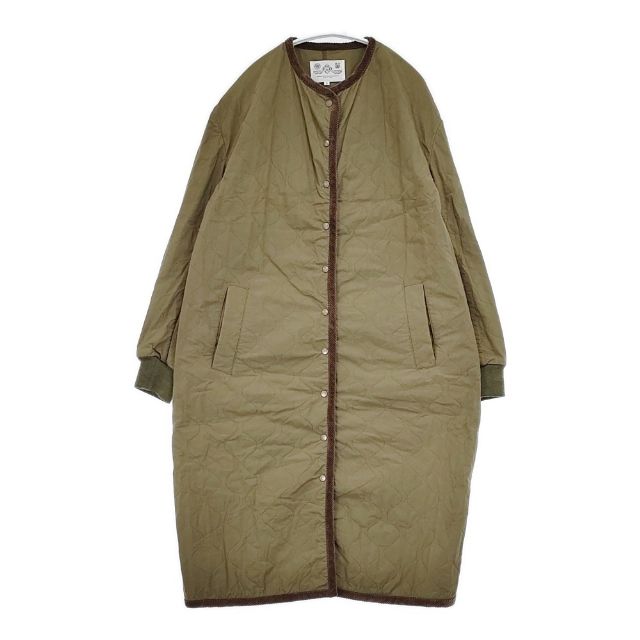 R&D.M.Co- キルティングロングコート  サイズS コットン 中綿 コート カーキ レディース オールドマンズテーラー【中古】5-1101T∞