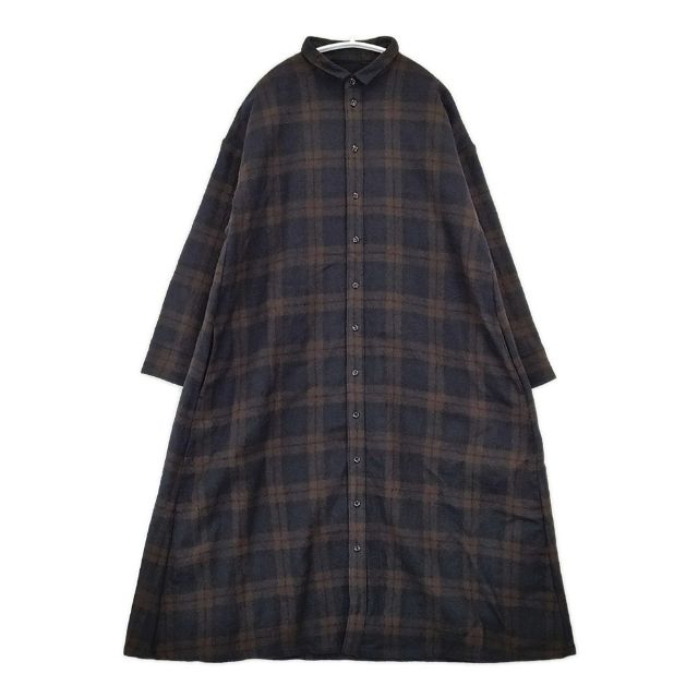 R&D.M.Co- ウール シャツワンピ チェック ワンピース 濃紺 ネイビー ダークブラウン レディース オールドマンズテーラー【中古】5-1113T∞