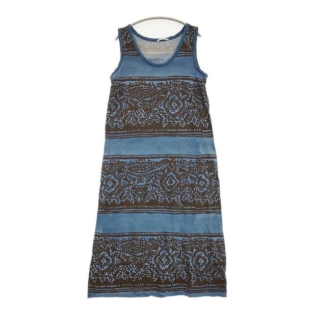 45R/45rpm ボタニカル柄インディゴカットソーワンピース 2 ネイビー ブラウン レディース フォーティーファイブアールピーエム【中古】5-0916S♪