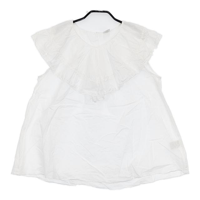 Dot & Stripes 80ボイルレースケープカラーノースリーブブラウス 定価16280円 ホワイト レディース ドット&ストライプス【中古】5-0608S♪