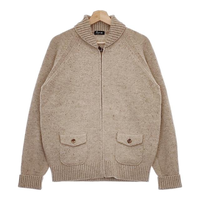 papas D049CKJM001 ジップアップカーディガン ニット ジャケット カウチン M カーディガン ベージュ メンズ パパス【中古】4-1214T♪の通販は