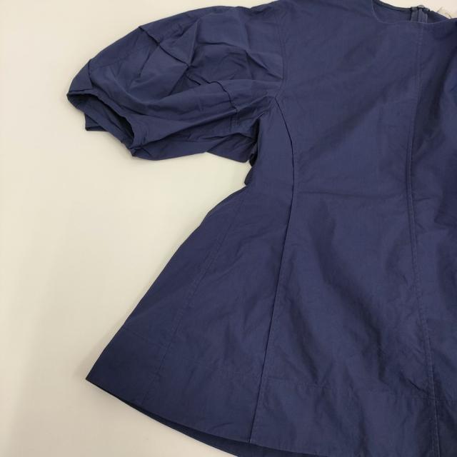 BLAMINK コットンクルーネックランタンスリーブブラウス サイズ36 ブラウス シャツ 23SS ネイビー レディース ブラミンク【中古】5-0608S♪ BLAMINK コットンクルーネックランタンスリーブブラウス サイズ36