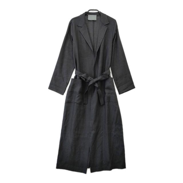uncrave リネン ガウンコート ロングコート サイズ0 コート ブラック レディース アンクレイヴ【中古】5-0412M△