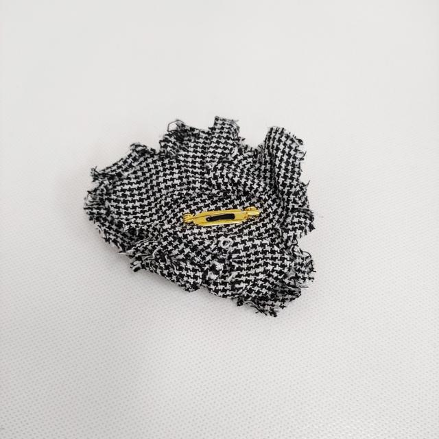 Fog with nest Robe コサージュ付き リネン 千鳥格子 サロペット ブラック ホワイト レディース フォグウィズネストローブ【中古】5-0908M♪_5