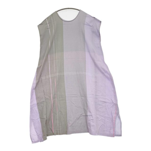 tamaki niime fuwa-T LONG フワTロング ラウンドネックコットンワンピース ラベンダー グレー レディース 玉木新雌/タマキニイメ【中古】5-0908S♪