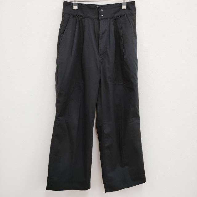 MHL. 595-3240501 SOFT DENSE COTTON サイズ2 ワイド パンツ 23AW ブラック レディース エムエイチエル【中古】4-0409M♪