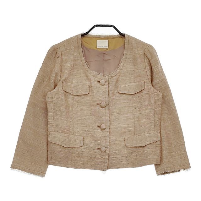 Deuxieme Classe シルク ノーカラージャケット ベージュ レディース ドゥーズィエムクラス【中古】5-0222M∞