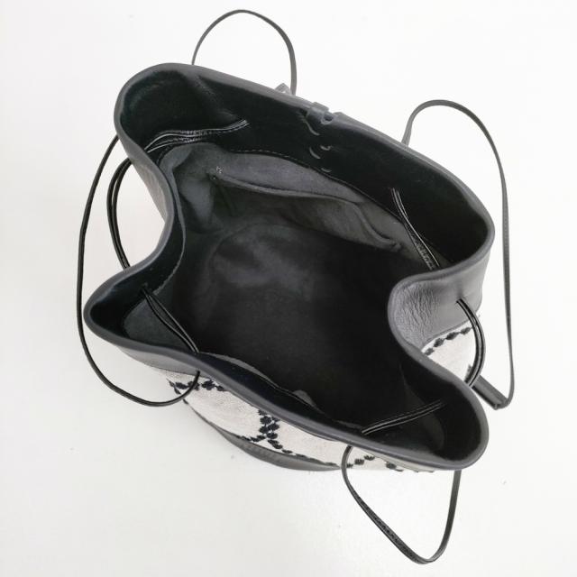 mina perhonen tambourine benna ショルダーバッグ リネン レザー 巾着 巾着バッグ ブラック ベージュ レディース ミナペルホネン【中古】5-0210G◎_4