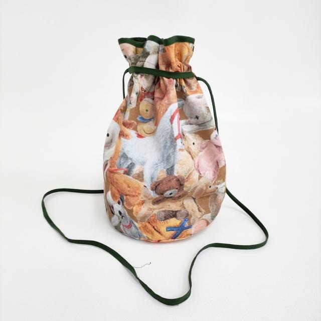 yukiemon 未使用 こども部屋 ブラウン 2wayBAG ポシェット 定価8800円 巾着バッグ ブラウン レディース ユキエモン【中古】5-1203G♪