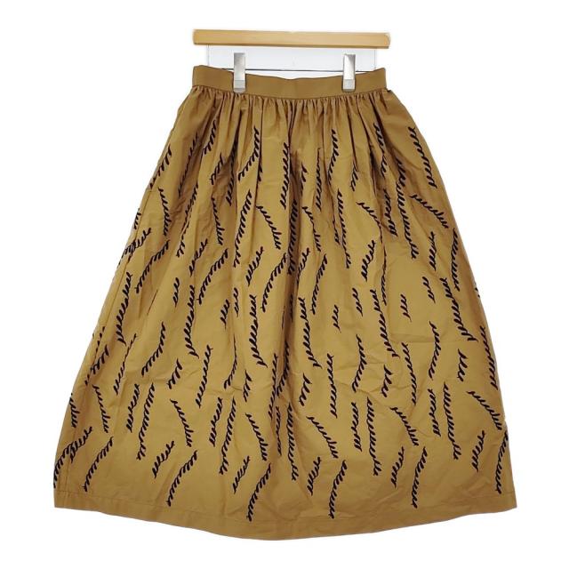 mina perhonen ribbon stick 刺繍 ギャザー サイズ40 定価71500円 aca5393 ロングスカート 24AW ブラウン レディース ミナペルホネン【中古】5-1203G♪