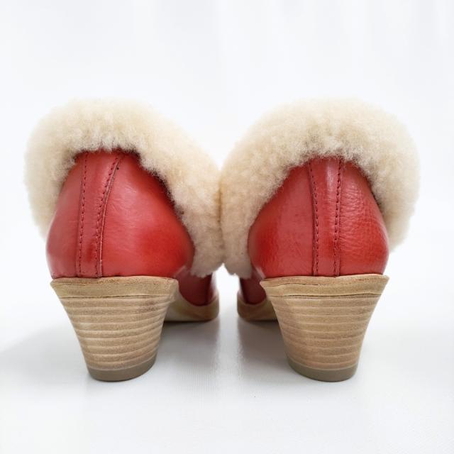 mina perhonen 未使用 prima neve ムートン レザー ボア ブーティー 24.5cm 定価52500円 ブーティ レッド レディース ミナペルホネン【中古】5-1203T♪