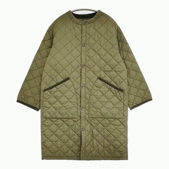 Barbour QUILTED NO COLLAR COAT 2002273 サイズ10 キルティング ノーカラー コート カーキ レディース バブアー【中古】5-1103T♪