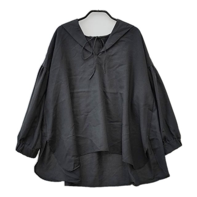 sirone セーラーカラーサーキュラーシャツ  ブラウス シャツ チャコールグレー レディース シロネ【中古】5-0324M∞