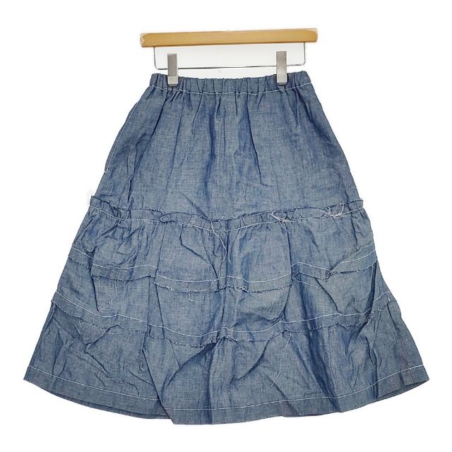 tricot COMME des GARCONS コットン リネン ダンガリー ティアード ロングスカート AD2007 ブルー レディース トリココムデギャルソン【中古】5-1105M∞
