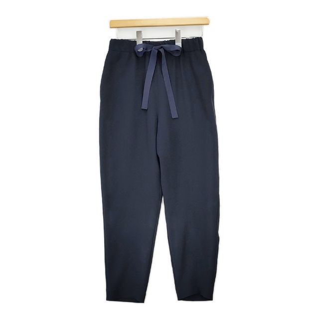 saqui ファリエロサルティ地  テーパードリボンパンツ 定価29700円 18BA02 パンツ ネイビー レディース サキ【中古】6-0215G∞