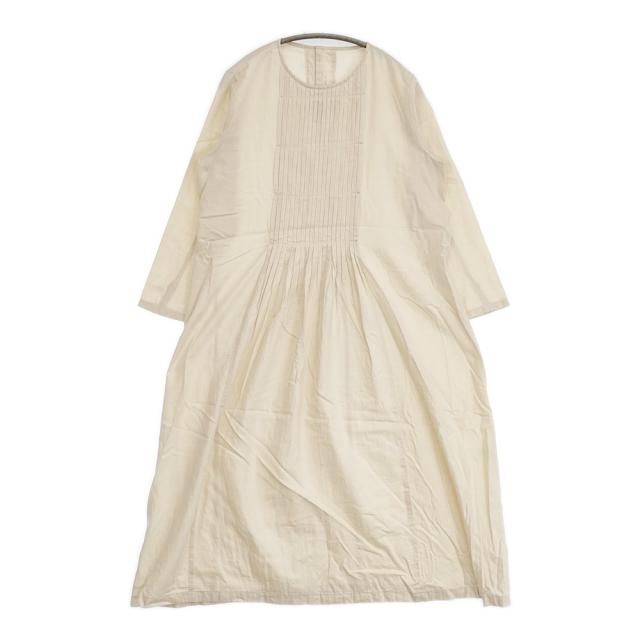 evam eva fine pleats one piece E201T075 サイズ1 コットンカシミヤ プリーツ ワンピース 20SS ベージュ レディース エヴァムエヴァ【中古】6-0619M♪