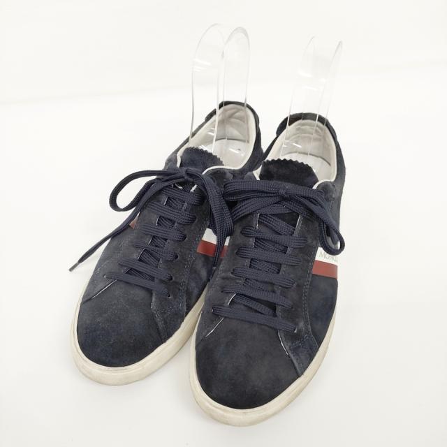 MONCLER LA MONACO スエード サイズ40 スニーカー ネイビー メンズ モンクレール【中古】6-0202G◎