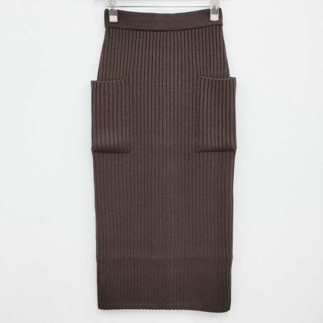 AURALEE 新品 A21AS03LW LAMB WOOL RIB KNIT SKIRT サイズ0 ロングスカート ブラウン レディース オーラリー【中古】3-0902T