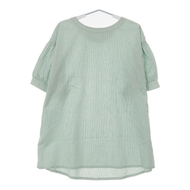 nest Robe シアサッカーストライプ 01222-1053 コットン チュニック 半袖 ブラウス シャツ グリーン レディース ネストローブ【中古】5-0703S∞