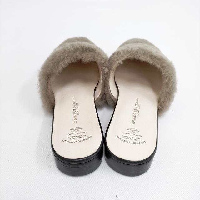 BEAUTIFUL SHOES 未使用品 MOUTON SANDALS 24.5cm ファー ムートン 定価52800円 サンダル ブラウン レディース ビューティフルシューズ【中古】5-1023T◎