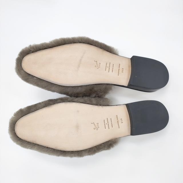 BEAUTIFUL SHOES 未使用品 MOUTON SANDALS 24.5cm ファー ムートン 定価52800円 サンダル ブラウン レディース ビューティフルシューズ【中古】5-1023T◎