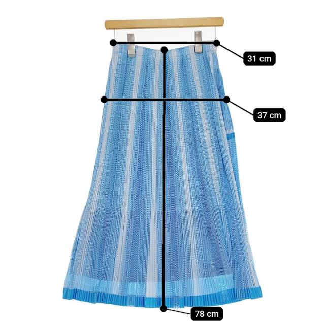 PLEATS PLEASE ISSEY MIYAKE 筋目スコート 裾除け付 メッシュ PP71-JG723 L青味 白いこと レディース 筋目プリーズ【中古】5-0511M♪