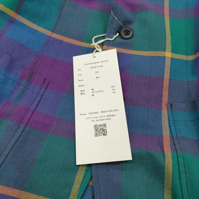 D.C.WHITE 新品 Comfortable Jacket マドラスチェック 定価36300円 44 ジャケット グリーン パープル メンズ ディーシーホワイト【中古】5-0401M♪