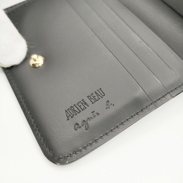 agnes b. ADRIEN BEAU 総柄 定価29700円 小銭入れあり ウォレット 牛革 二つ折り財布 ホワイト レディース アニエスベー【中古】6-0527G∞_5